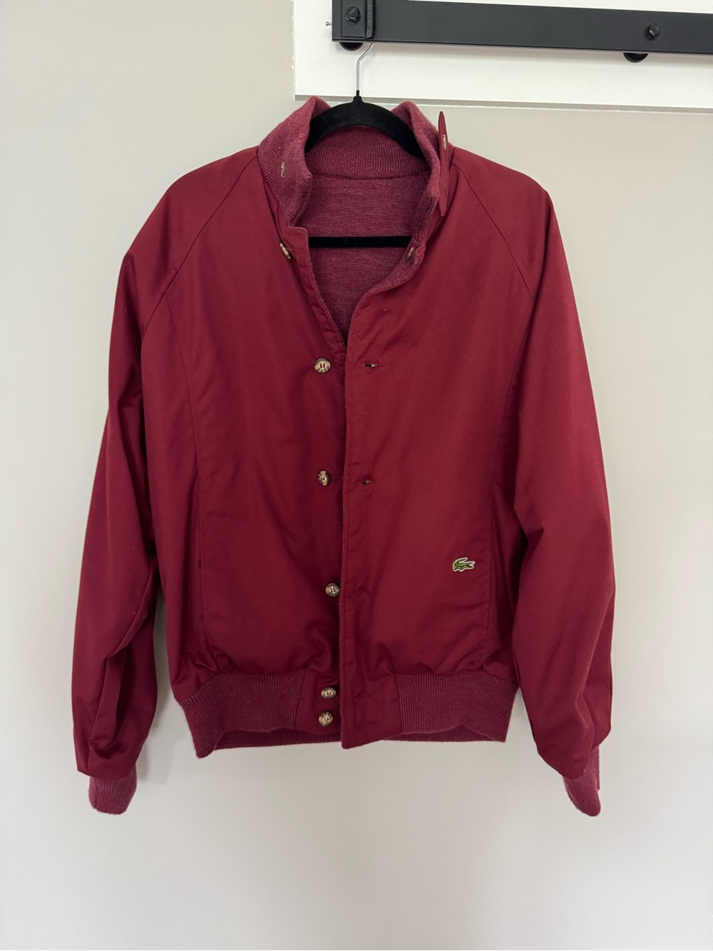 VTG IZOD Lacoste NEW Reversible Bomber Jacket Burgundy Men's Size M - RARE